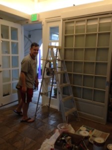 Painting trim at Seed!